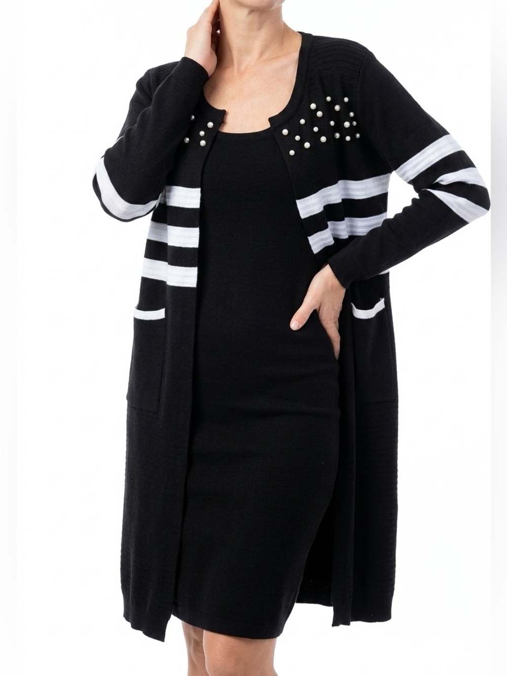 Goa pearl embellished long cardigan